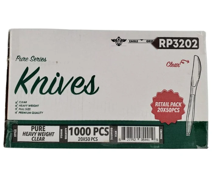 Eagle Grip - Plastic Knives - Clear - Retail Pack - RP3202