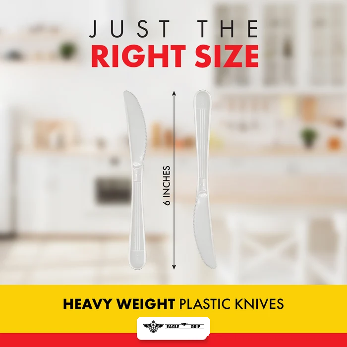 Eagle Grip - Plastic Knives - White - Ind. Wrapped - WP2002
