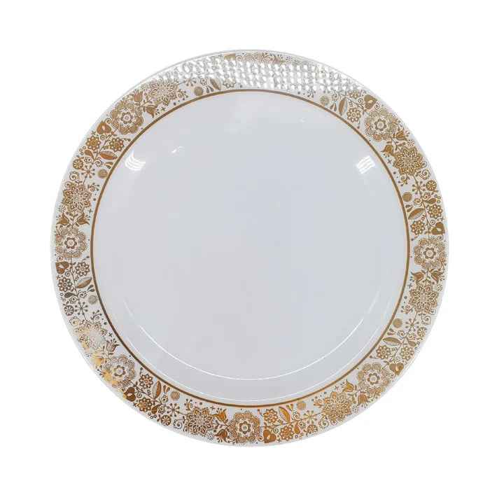 9" Hot Stamping Plate - Round - White/Gold - NRP90-2