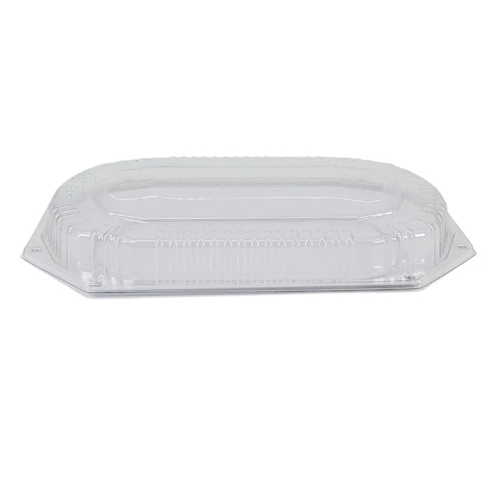 Value+ - 17.32"x11.22" Oval Catering Platter - Combo - White/Clear PET - Eagle Global Solution