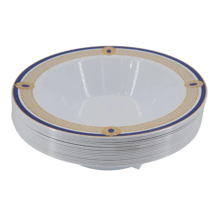 7.5" Hot Stamping Bowl - Round - White/Blue/Gold - NRB75-2