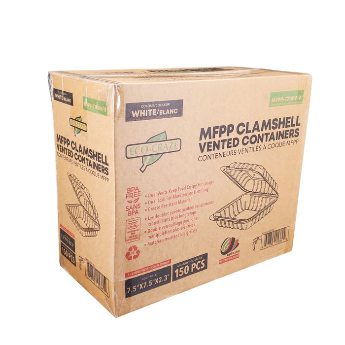 Eco-Craze - 7.5"x7.5"x2.3" 1 Compartment - White - MFPP-771SW-V - Eagle Global Solution