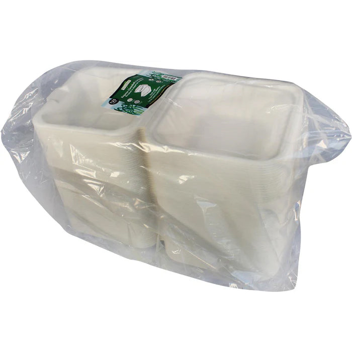Eco-Craze - 6x6 Bagasse Clamshell Container - Eagle Global Solution