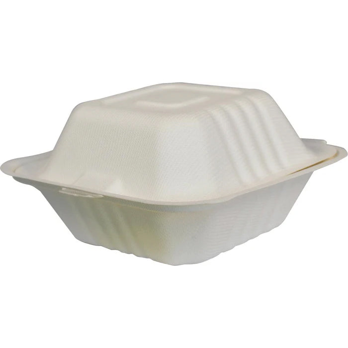 Eco-Craze - 6x6 Bagasse Clamshell Container - Eagle Global Solution