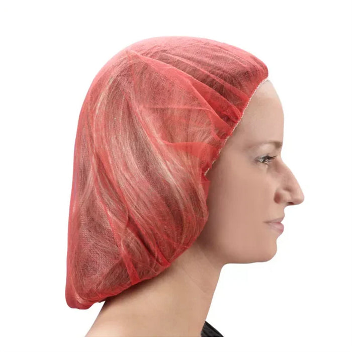 Red Bouffant Caps - Flat, Breathable Non-Woven Polypropylene, Latex-Free (21"/24"/28") - Eagle Global Solution