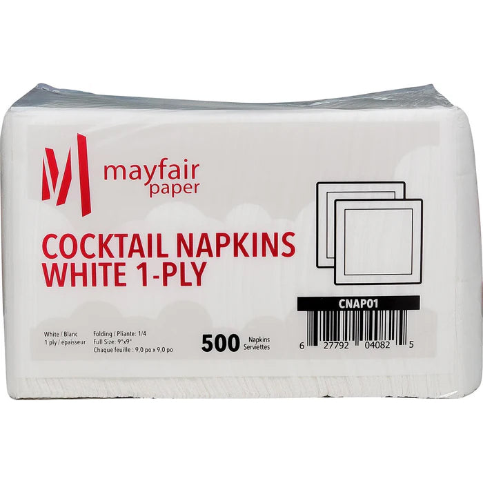 Mayfair - 1 Ply Cocktail Napkins 1/4 Fold - White - CNAP01 - Eagle Global Solution