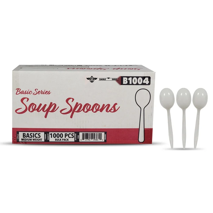 Eagle Grip - Plastic Soup Spoons - White - Bulk - B1004