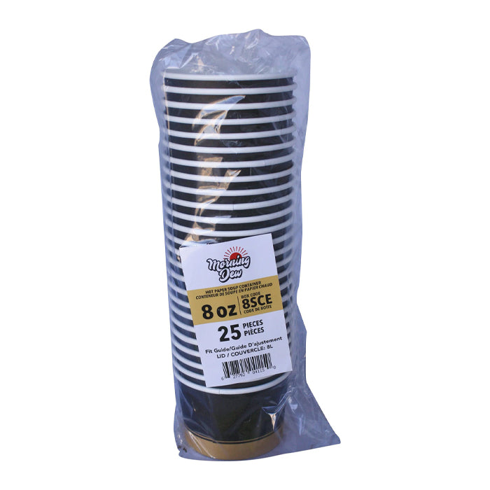 Morning Dew - 8 oz Paper Soup Container - Ebony Print - 8SCE - Eagle Global Solution