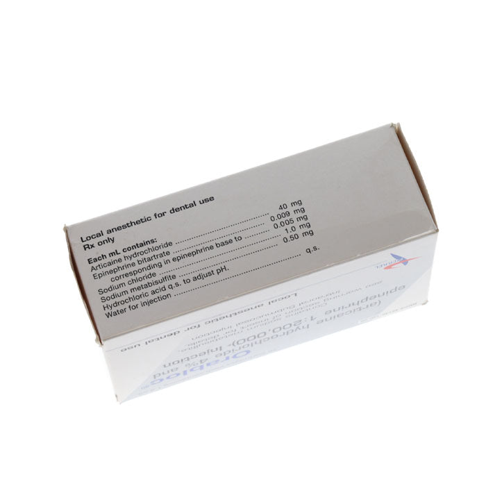 Orabloc Articaine HCl 4%, with Epinephrine, 1:200,000, 1.7 ml, Blue, 50/Pk, 2101052 - Eagle Global Solution