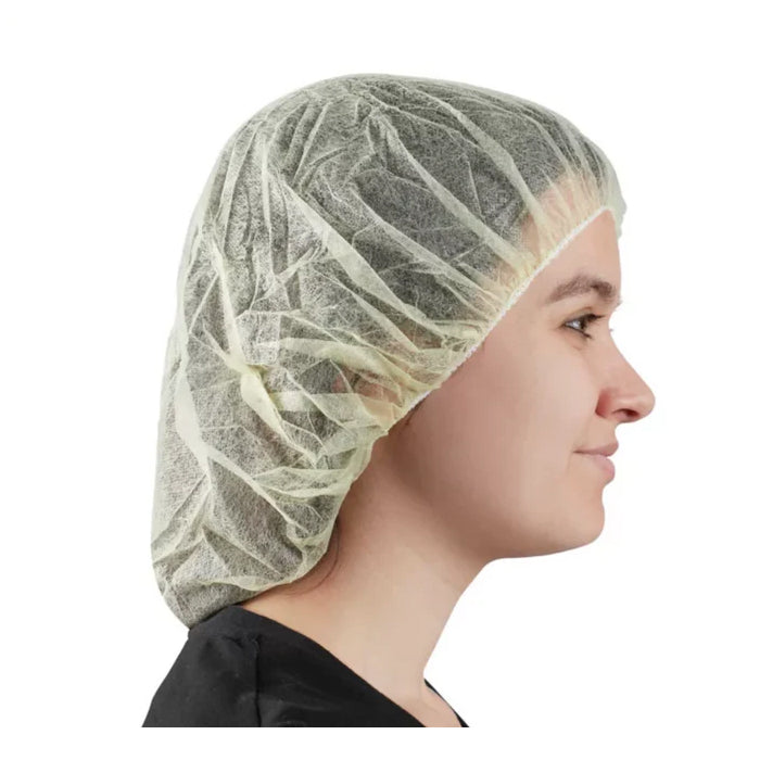 Yellow Bouffant Caps - Flat, Breathable Non-Woven Polypropylene, Latex-Free (21"/24"/28") - Eagle Global Solution