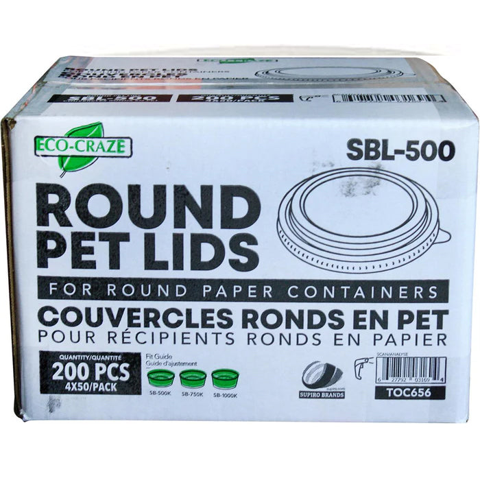 Eco-Craze - PET Round Lid - fits 500/750/1000ml Paper Container - SBL-500 - Eagle Global Solution