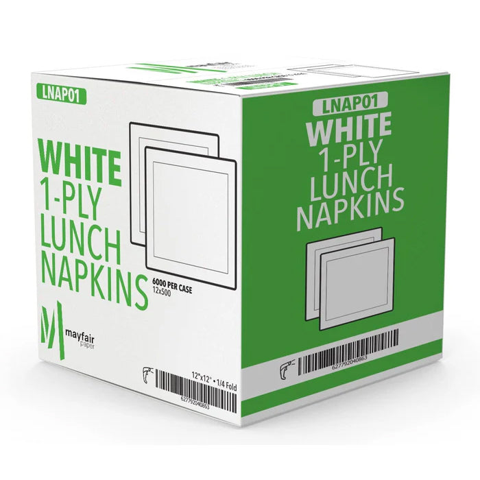 Mayfair - 1 Ply Lunch Napkins 1/4 Fold - White - LNAP01 - Eagle Global Solution