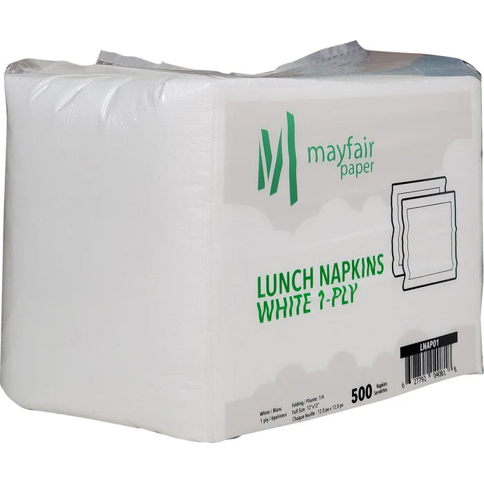 Mayfair - 1 Ply Lunch Napkins 1/4 Fold - White - LNAP01 - Eagle Global Solution