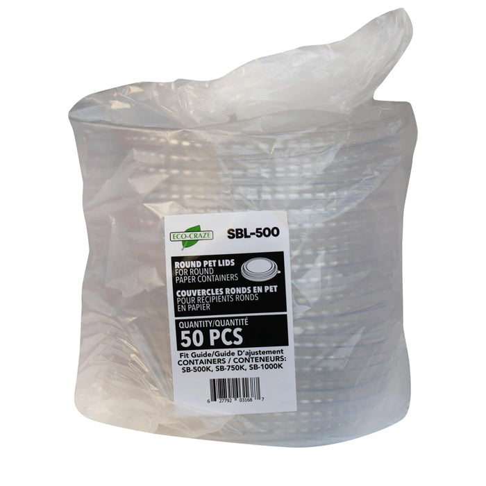 Eco-Craze - PET Round Lid - fits 500/750/1000ml Paper Container - SBL-500 - Eagle Global Solution