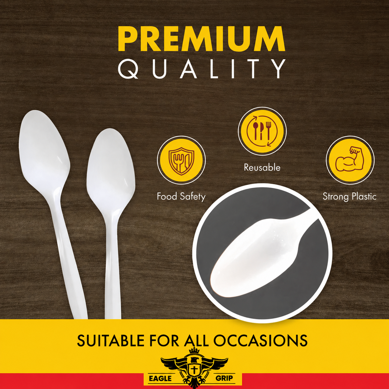 Eagle Grip - Tea Spoon - White - Bulk - B1003