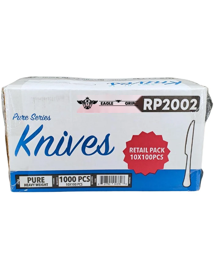 Eagle Grip - Heavy - Plastic Knives - White - Retail Pack - RP2002