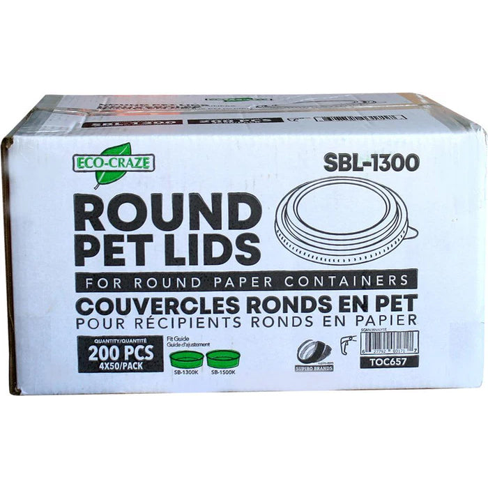 Eco-Craze - PET Round Lid - fits 1300/1500ml Kraft PE-Lined Paper Container - SBL-1300 - Eagle Global Solution