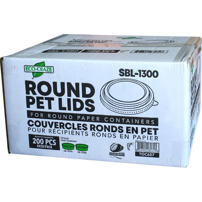 Eco-Craze - PET Round Lid - fits 1300/1500ml Kraft PE-Lined Paper Container - SBL-1300 - Eagle Global Solution