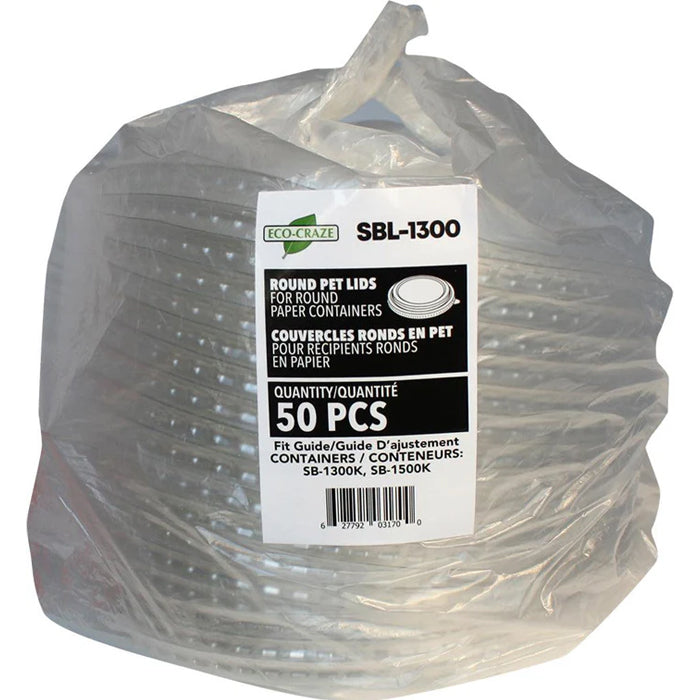 Eco-Craze - PET Round Lid - fits 1300/1500ml Kraft PE-Lined Paper Container - SBL-1300 - Eagle Global Solution