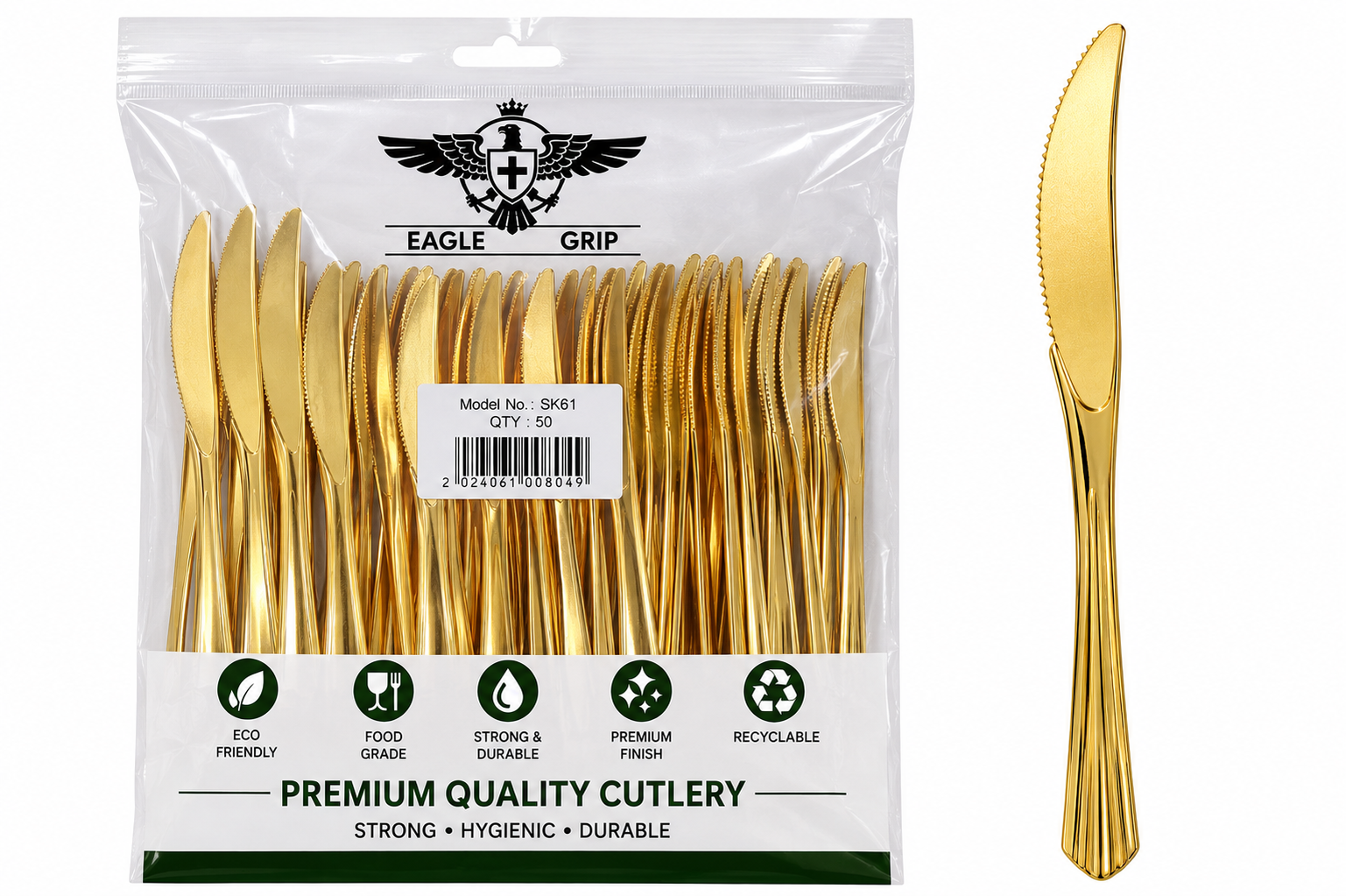 Eagle Grip - Plastic Knife - Gold - 20.4cm - SK72