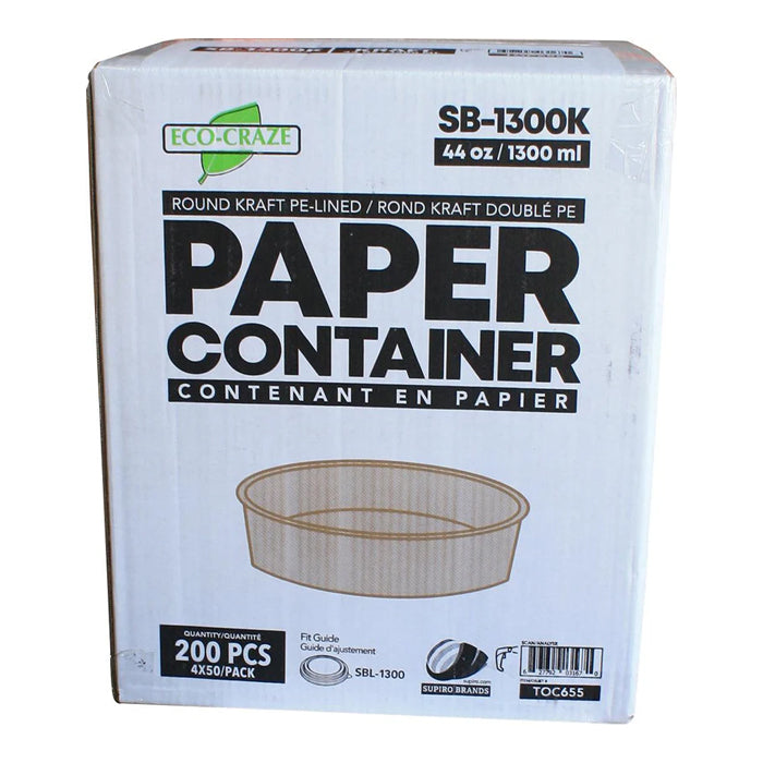Eco-Craze - Kraft PE-Lined Paper Container - Round - 1300ml - SB-1300K - Eagle Global Solution