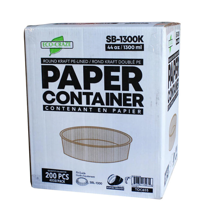 Eco-Craze - Kraft PE-Lined Paper Container - Round - 1300ml - SB-1300K - Eagle Global Solution