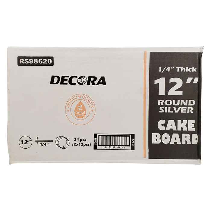 Decora - Cake Board - Round - Silver - 12x1/4