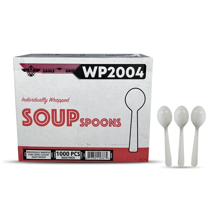 Eagle Grip - Heavy - Plastic Soup Spoons - White - Ind. Wrapped - WP2004