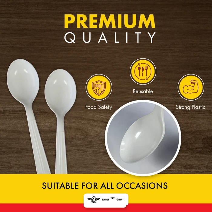 Eagle Grip - Plastic Soup Spoons - White - Retail Pack - RP2004