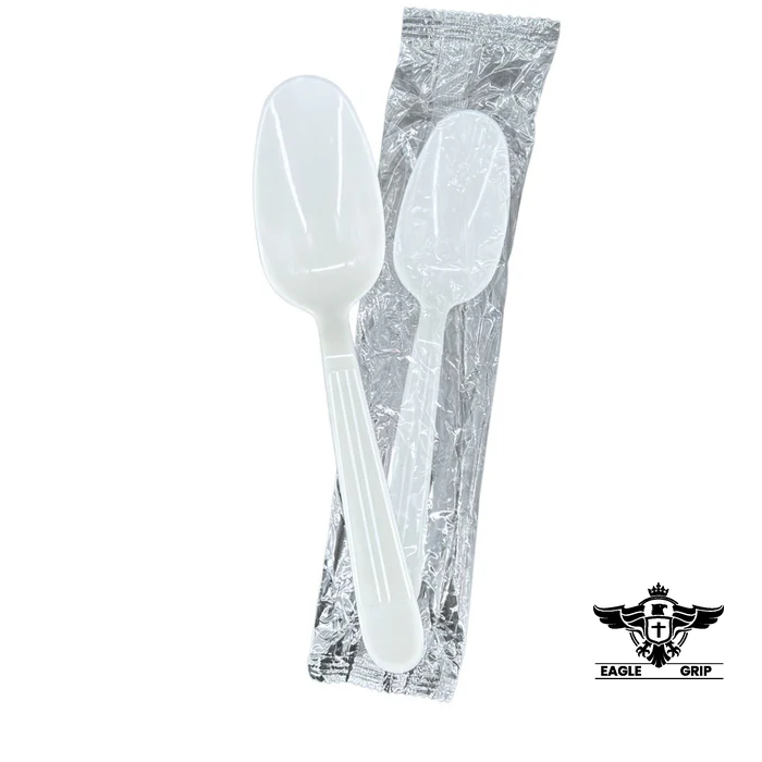 Eagle Grip - Heavy - Plastic Tea Spoons - White - Ind. Wrapped - WP2003