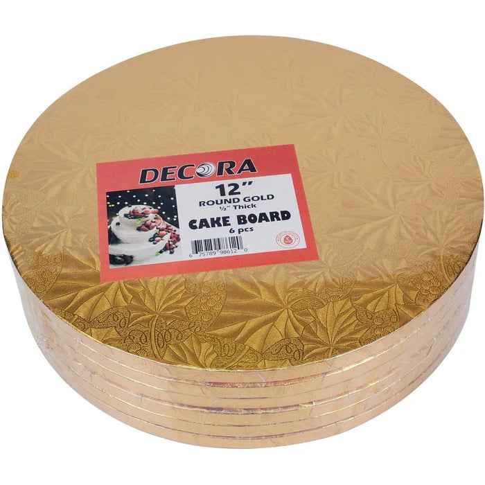 Decora - 12" Round 1/2" Cake Board - Gold