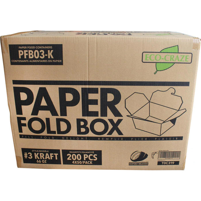 Eco-Craze - #3 Kraft Paper Fold Box - PFB03-K - Eagle Global Solution