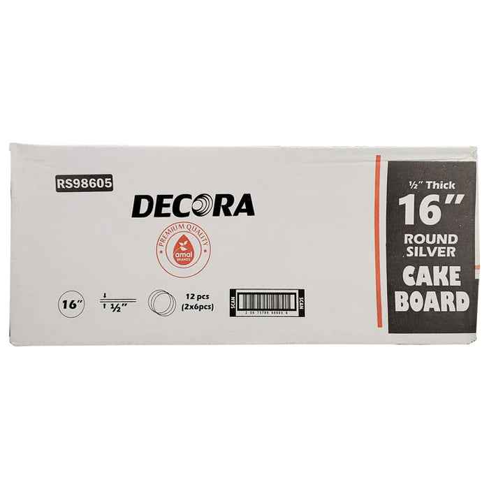 Decora - 16" 1/2" Round Cake Drum - Silver