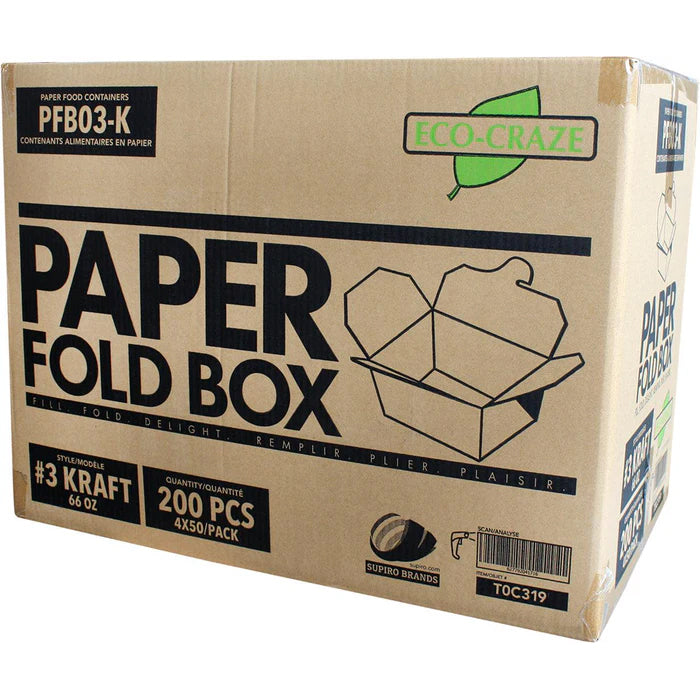 Eco-Craze - #3 Kraft Paper Fold Box - PFB03-K - Eagle Global Solution