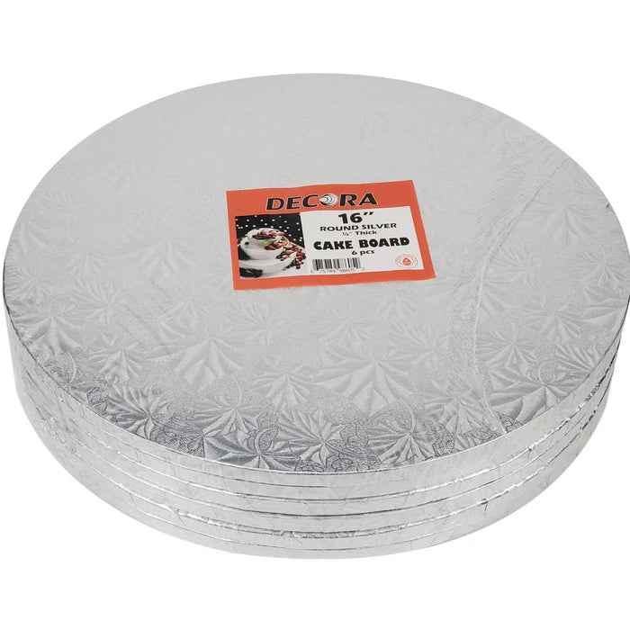 Decora - 16" 1/2" Round Cake Drum - Silver