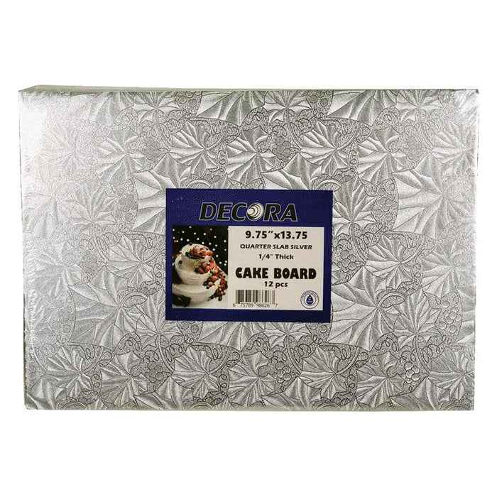Decora - Cake Board - Silver - 9.75x13.75x1/4
