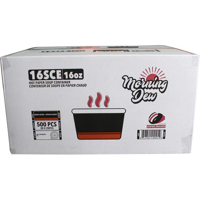 Morning Dew - 16 oz Paper Soup Container - Ebony Print - 16SCE - Eagle Global Solution