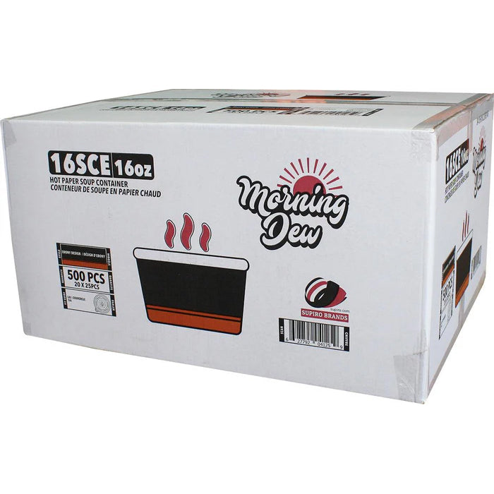 Morning Dew - 16 oz Paper Soup Container - Ebony Print - 16SCE - Eagle Global Solution