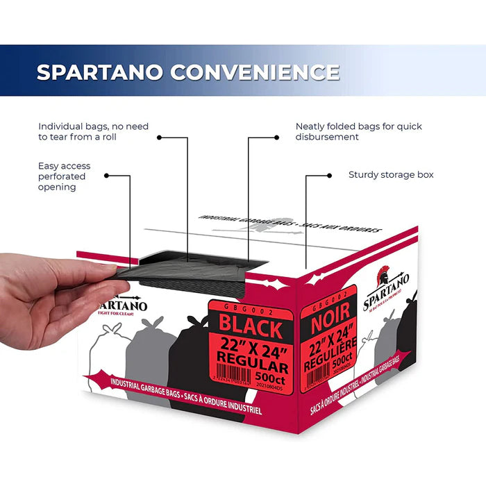 Spartano - Garbage Bags - Regular - Black - 22"x24" - Eagle Global Solution