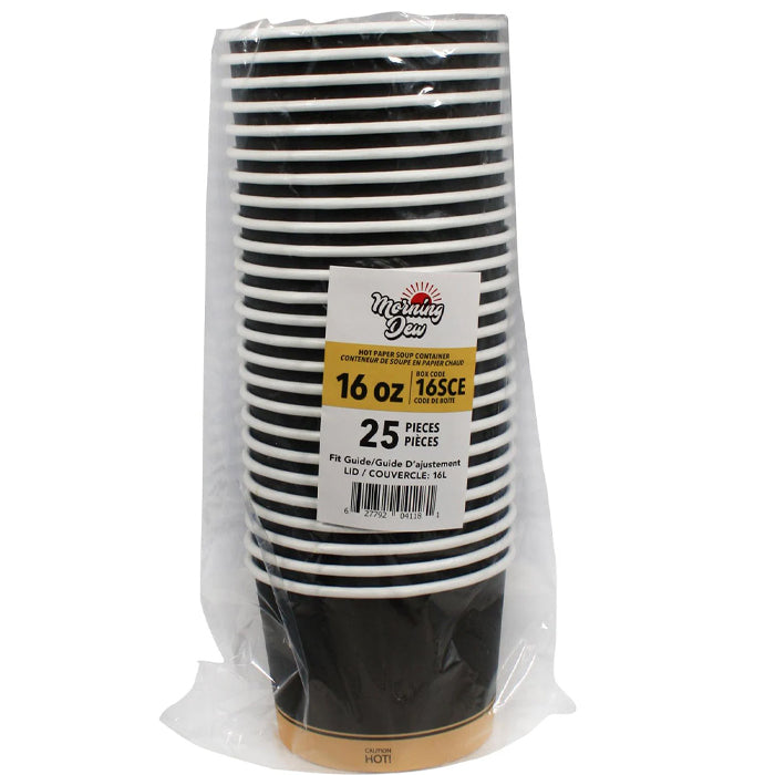 Morning Dew - 16 oz Paper Soup Container - Ebony Print - 16SCE - Eagle Global Solution