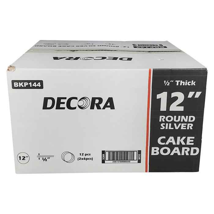 Decora - 12" 1/2" Round Cake Drum - Silver