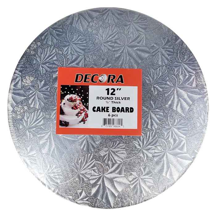 Decora - 12" 1/2" Round Cake Drum - Silver