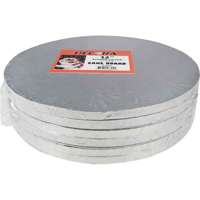 Decora - 12" 1/2" Round Cake Drum - Silver