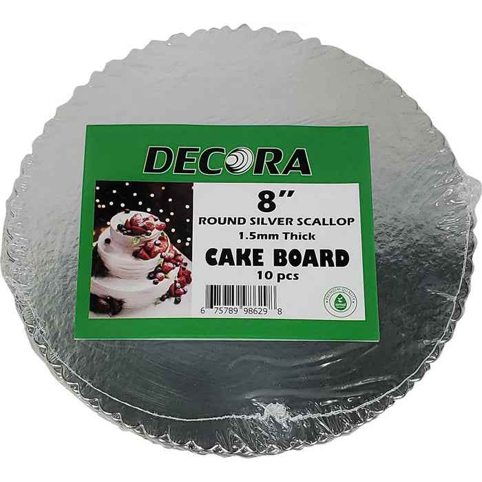 Decora - 8"" Silver Scallop Sheets - Round - 1.5mm Thick