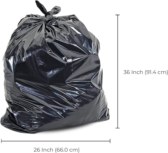 Spartano Black Garbage Bags 26 x 36 Inch (125 Count), Extra Strong Kitchen Garbage Bag for Waste Bin, Multipurpose Trash Bags For Home & Office Use