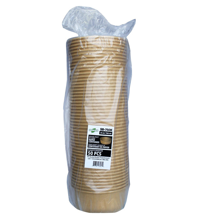 Eco-Craze - Kraft PE-Lined Paper Container - Round - 750ml - SB-750K - Eagle Global Solution