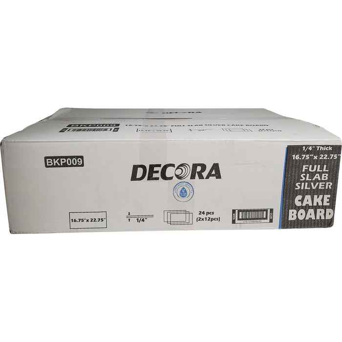 Decora - Full Slab 16 3/4 x 22 3/4 X 1/4" Thick Cake Board - Silver - FS-98628