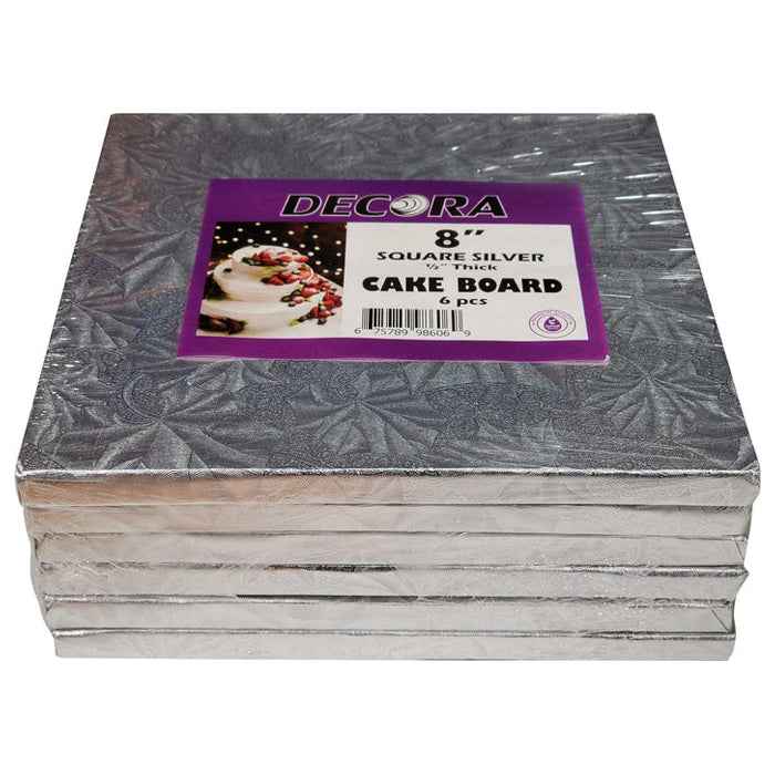 Decora - 8" Square 1/2" Thick Cake Board - Silver - SS-98606