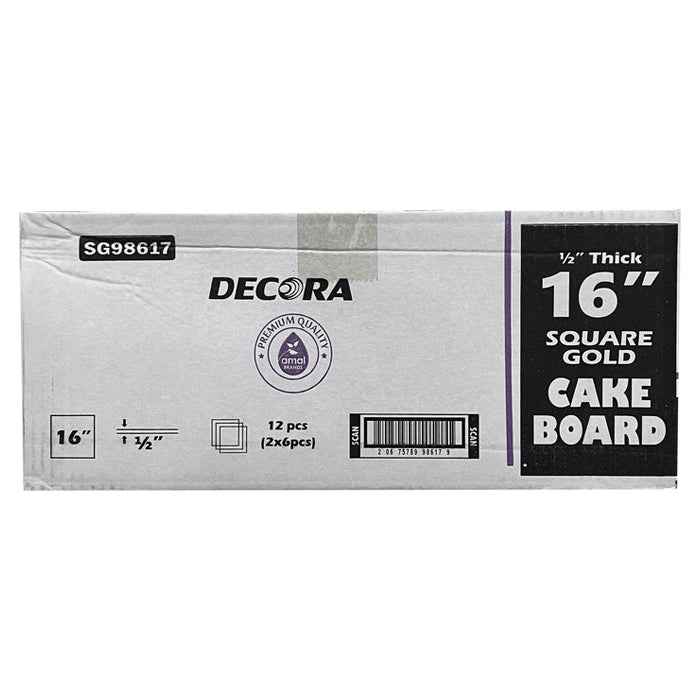 Decora - 16" Square X 1/2" Thick Cake Board - Gold - SG-98617