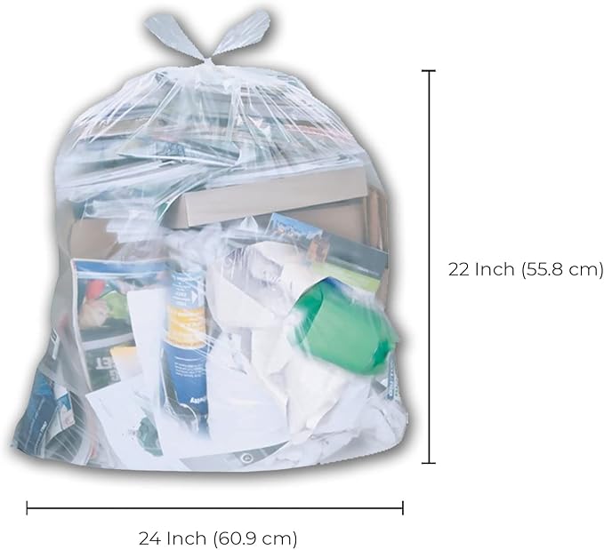 Spartano Clear Garbage Bags 24 x 22 Inch (500 Count), Regular Kitchen Garbage Bag for Waste Bin, Multipurpose Trash Bags for Home & Office
